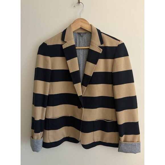 L.L. Bean Jackets & Blazers - LL Bean Signature Black Tan Striped Blazer Jacket Button Pocket Sz 6
